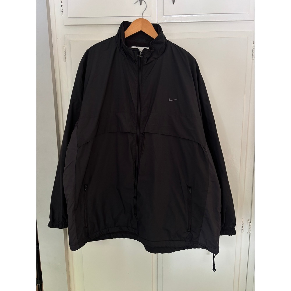 Vintage Nike Mens Full Zip Windbreaker Jacket Black Fleece XXL